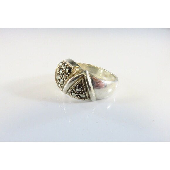 Vintage Marcasite Cluster Cocktail Ring in Sterling Silver A 925 Size 8 - Picture 5 of 7